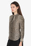 Saint Laurent Leopard Print Silk Blouse Size 34