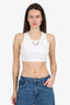 Louis Vuitton White Ribbed Chain Detail Cropped Top Size XS
