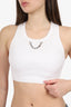 Louis Vuitton White Ribbed Chain Detail Cropped Top Size XS
