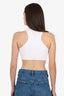 Louis Vuitton White Ribbed Chain Detail Cropped Top Size XS