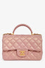 Pre-Loved Chanel™ 2021P Rose Iridescent Quilted Lambskin Mini Rectangle Top Handle