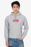 Supreme Grey/Red Logo Hoodie Size M Mens