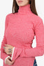Celine Pink Knit Ribbed Long Sleeve Turtle Neck Sweater Size XS