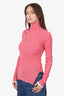 Celine Pink Knit Ribbed Long Sleeve Turtle Neck Sweater Size XS