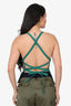 Marine Serre White Label Green Tie Up Back Strappy Top Size XS