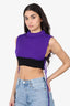 Jean Paul Gaultier Purple Merino Wool Knit Strappy Cropped Top Size XS