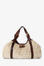 Fendi Beige/Brown Velvet/Leather Zucca Baguette Hobo Bag