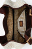 Fendi Beige/Brown Velvet/Leather Zucca Baguette Hobo Bag