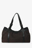 Fendi Brown/Black Zucca Canvas Baguette Hobo Bag