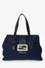 Fendi Blue FF Zucchino Large Forever Handle Bag