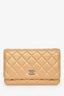 Pre-Loved Chanel™ 2019 Gold Metallic Enamel CC Logo Wallet On Chain
