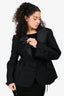 Sacai 2021 Black Wool Blend Drawstring Detail Cinched Blazer Size 2