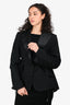 Sacai 2021 Black Wool Blend Drawstring Detail Cinched Blazer Size 2