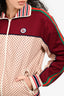 Gucci Cream/Burgundy GG Web Sleeve Zip Up Track Jacket Size XS