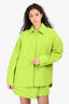 Samsoe Samsoe Neon Green Wool Blend Loose Fit Collared Jacket Size S