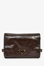 Prada Brown Leather Buckle Detail Shoulder Bag