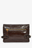 Prada Brown Leather Buckle Detail Shoulder Bag
