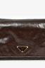 Prada Brown Leather Buckle Detail Shoulder Bag