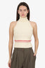 Marine Serre White Label Cream/Red Wool Knit Turtle Neck Vest Size XS