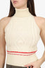 Marine Serre White Label Cream/Red Wool Knit Turtle Neck Vest Size XS