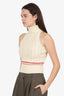 Marine Serre White Label Cream/Red Wool Knit Turtle Neck Vest Size XS