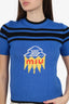Miu Miu Blue/Black Knit Wool Spaceship Short Sleeve Sweater Size 36