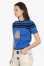 Miu Miu Blue/Black Knit Wool Spaceship Short Sleeve Sweater Size 36