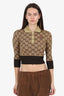 Gucci Beige/Gold Metallic Knit 'GG' Quarter-length Sleeve Top Size XS