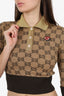 Gucci Beige/Gold Metallic Knit 'GG' Quarter-length Sleeve Top Size XS
