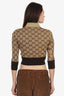 Gucci Beige/Gold Metallic Knit 'GG' Quarter-length Sleeve Top Size XS