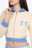 Miu Miu Cream/Blue Wool Train Knit 'Once Upon A Time' Zip Up Sweater Size 38