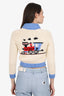Miu Miu Cream/Blue Wool Train Knit 'Once Upon A Time' Zip Up Sweater Size 38