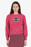 Pre-Loved Chanel™ Pink Wool 'CC' Sweater Size 34