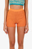 Jacquemus Orange Ribbed Knit Shorts Size 34