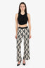 Marine Serre Cream/Black Knit 'Argyle' Wide Leg Pants Estimated Size S