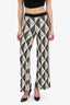 Marine Serre Cream/Black Knit 'Argyle' Wide Leg Pants Estimated Size S