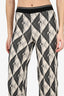 Marine Serre Cream/Black Knit 'Argyle' Wide Leg Pants Estimated Size S
