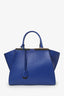Fendi Blue Leather 3Jours Tote Bag With Strap