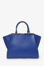 Fendi Blue Leather 3Jours Tote Bag With Strap