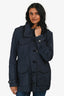 Burberry Brit Navy Drawstring Jacket with Detachable Hood Est. Size M