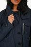 Burberry Brit Navy Drawstring Jacket with Detachable Hood Est. Size M
