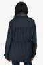 Burberry Brit Navy Drawstring Jacket with Detachable Hood Est. Size M