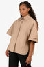 Max Mara Brown Cotton Button Down Trench Cape Size S/M with Liner