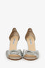 Manolo Blahnik Silver Leather Crystal Buckle Heels Size 41