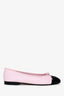 Pre-Loved Chanel™ Pink Lambskin CC Cap Toe Flats Size 40