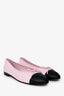 Pre-Loved Chanel™ Pink Lambskin CC Cap Toe Flats Size 40