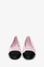 Pre-Loved Chanel™ Pink Lambskin CC Cap Toe Flats Size 40