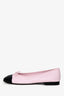 Pre-Loved Chanel™ Pink Lambskin CC Cap Toe Flats Size 40