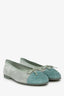 Pre-Loved Chanel™ 2025 Light Green Suede CC Cap Toe Ballet Flats Size 40