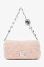 Miu Miu 2018 Pink Shearling 'Montone' Crystal Shoulder Bag